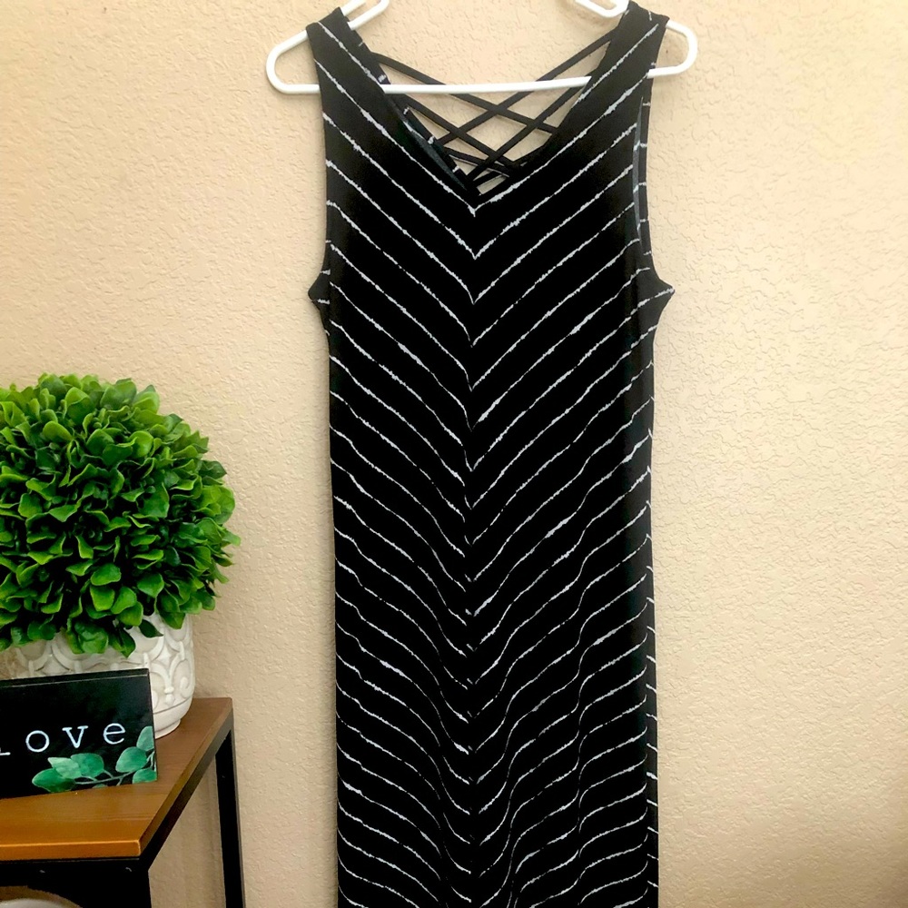 Black stretchy maxi dress, medium.